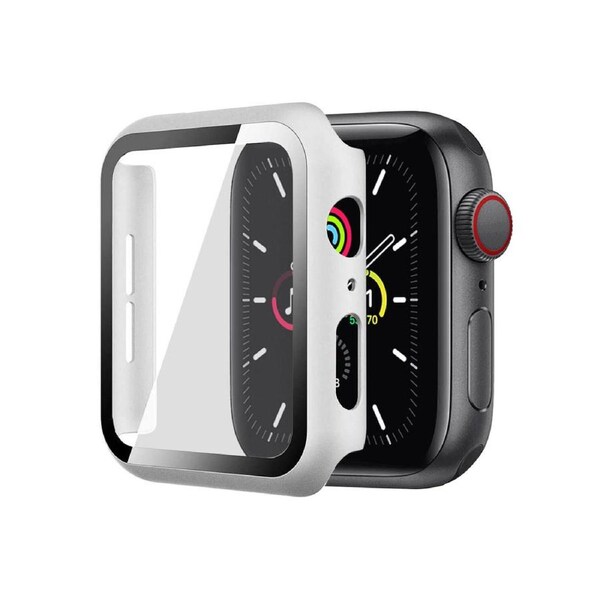 ZUSLAB Apple Watch Series 3 2 42mm JX Hard PC Case with Tempered Glass Screen Protector - Silver