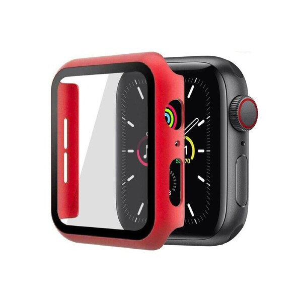 ZUSLAB Apple Watch Series 3 2 42mm JX Hard PC Case with Tempered Glass Screen Protector - Red