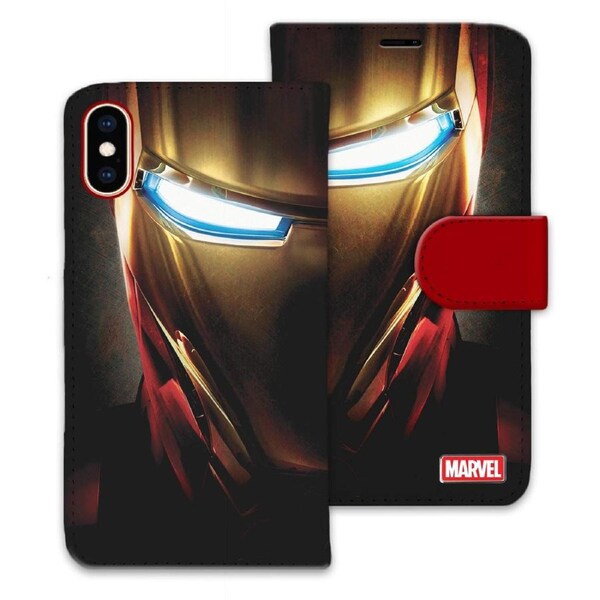 ZUSLAB iPhone XR Walt Disney Marvel Avengers Leather Flip Case Credit Card Slot Card Holder Phone Cover for Apple - Iron Man