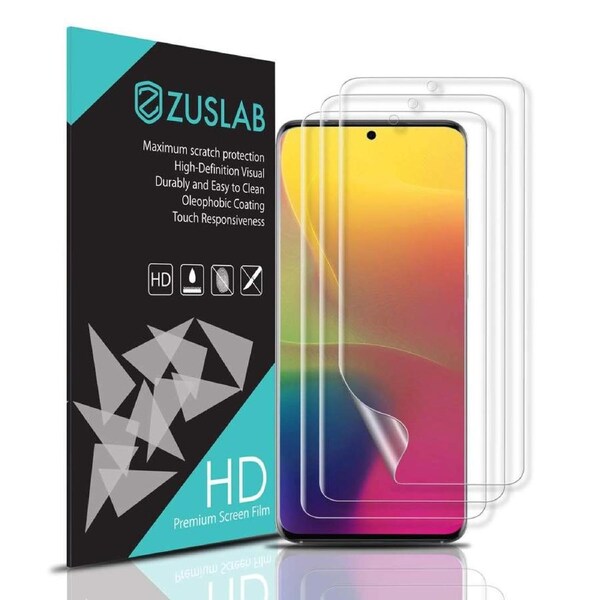 [3 Pack] ZUSLAB Galaxy S20 / S21 5G Flexible TPU Film Screen Protector Ultrasonic Sensitive Fingerprint Recognition & Case Friendly for Samsung