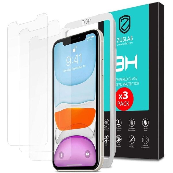 [3 Pack] ZUSLAB iPhone 11 Pro / X / XS 5.8" Tempered Glass Screen Protector with Installation Alignment Frame Compatible with Apple