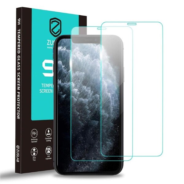 [2 Pack] ZUSLAB iPhone 11 Pro Max / XS Max 6.5" Tempered Glass Screen Protector Case Friendly 9H Hardness Transparent Clear for Apple - Clear