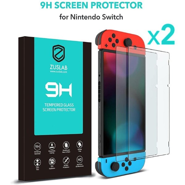 [2 Pack] ZUSLAB Nintendo Switch Tempered Glass Screen Protector HD Clear Anti-Scratch for Switch 2017 2018 2019 2020