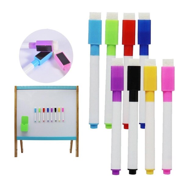 Vivva 2 Set 8 Color Whiteboard Marker Pens With Dry Wipe Erase Magnetic Eraser Lid AU Stock
