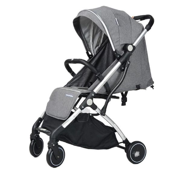 Mamakiddies AULA Light Weight Travel Pram Baby Stroller Compact Cabin Size Baby 7 Kg Silver Grey