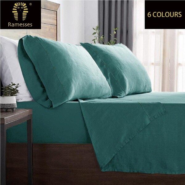 RAMESSES Elite Air Cloud French Linen Sheet Set KingSingle / Lilac Grey