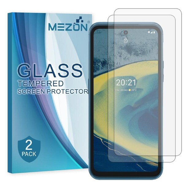 [2 Pack] Nokia XR20 Tempered Glass Crystal Clear Premium 9H HD Screen Protector by MEZON – Case Friendly, Shock Absorption (Nokia XR20, 9H)