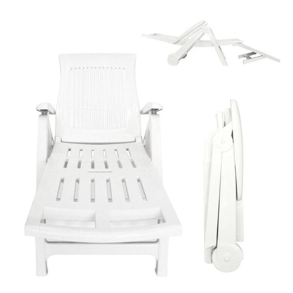 Pool Sun Lounger Folding Deck Chair High Quality Plastic Lounge Patio Sunbed