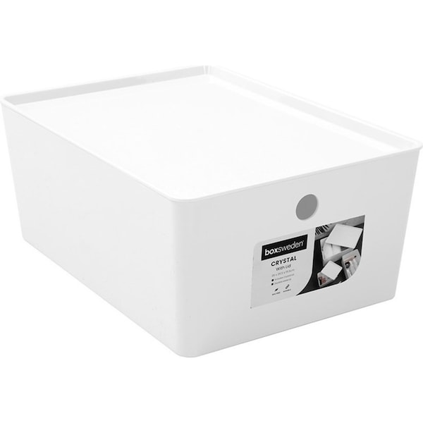 Boxsweden Crystal 35x26.5cm Container Rectangular Home Storage w/ Lid White