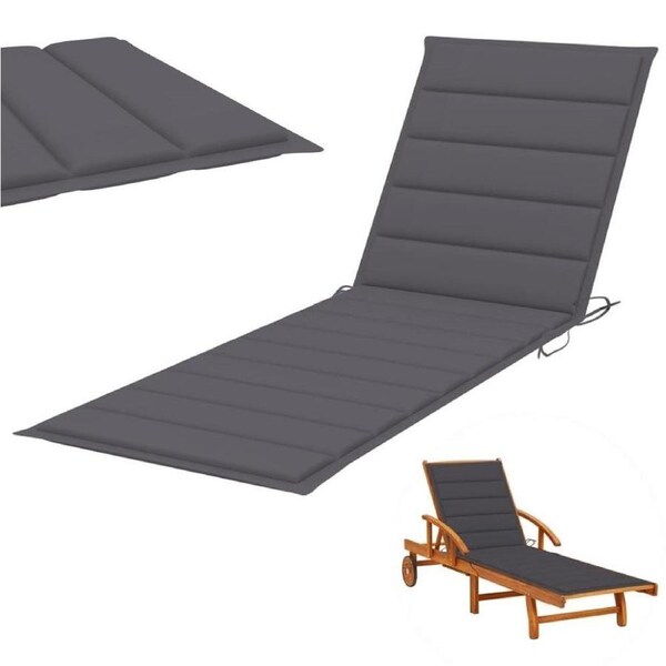 Cushion For Sun Lounger Padded Fabric Seat Bed Pad Grey 200cm x 70cm
