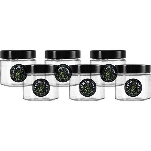 6x Lemon & Lime Soho 360ml Glass Preserve Jar Container Storage w/ Black Lid CLR