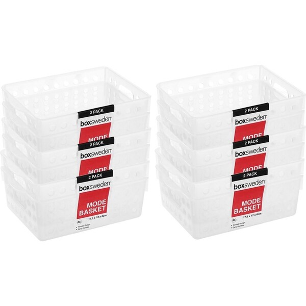 6x 2PK Boxsweden 17.5x12cm Mode Basket w/ Carry Handles Home Organiser Storage