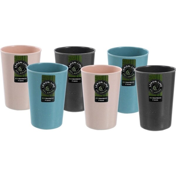 6x Lemon & Lime Melamine Eco Bamboo Fibre 300ml Drink Tumbler Drinking Cup Asst