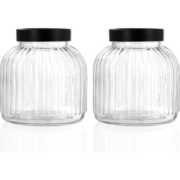 2x Lemon & Lime Brooklyn 3L/19cm Glass Jar Container Food Storage w/ Lid Clear