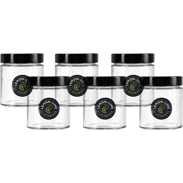 6x Lemon & Lime Soho 470ml Glass Preserve Jar Container Storage w/ Black Lid CLR