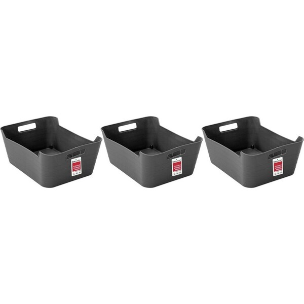 3x Boxsweden 32cm Flexible Storage Basket Container Organiser w/ Handle Med Asst