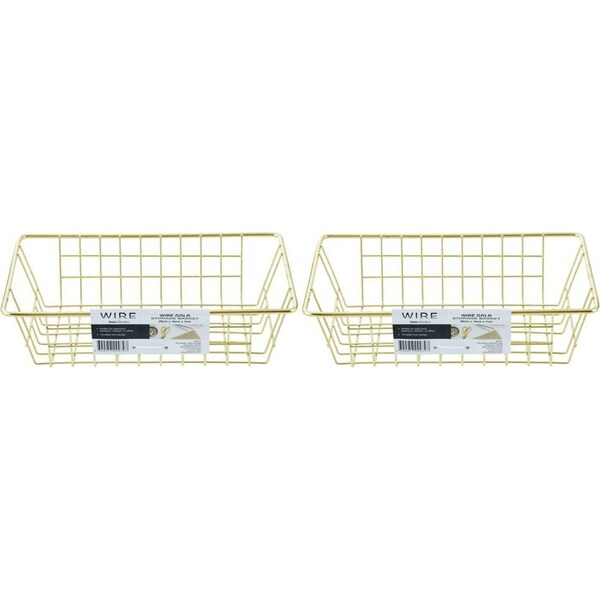 2PK Boxsweden 26x7cm Wire Storage Basket Kitchen/Bath Organiser Container Gold