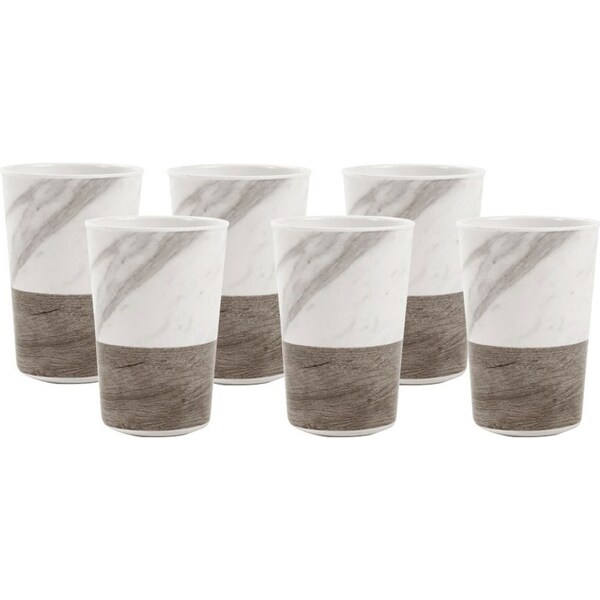 6PK Lemon & Lime Melamine Matte 300ml Tumbler Water Drink Cup Endwood Marble