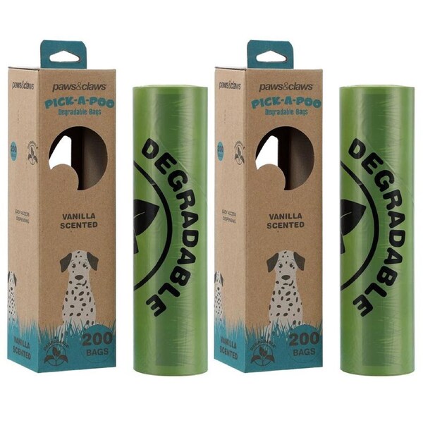 400pc Paws & Claws Pick-A-Poo Degradable Dog Waste/Poop Bags Dispenser Vanilla