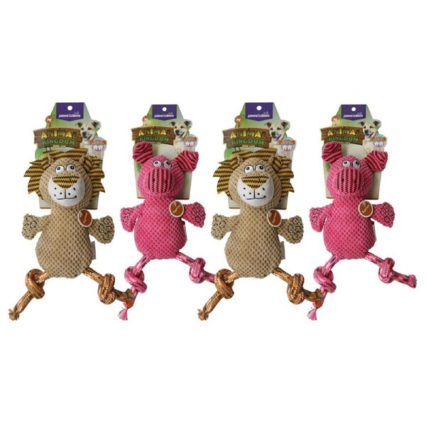 2x Paws & Claws Pet/Dog 35cm Animal Kingdom Rope Leg Interactive Fun Toy Assort