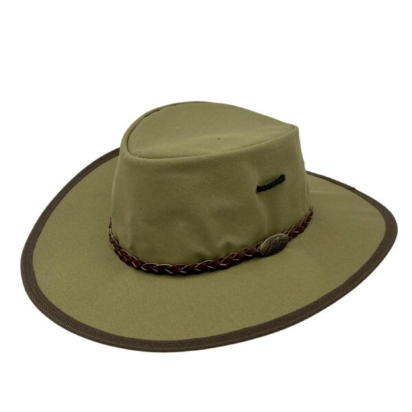 JACARU Full Canvas Parks Explorer Sun Hat Water Resistant Wide Brim Work Toggle Khaki / Medium/Large (56/57cm)