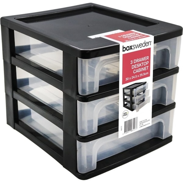 Boxsweden 3-Layer 30cm Drawer Desktop Cabinet Organiser/Storage Large Assorted