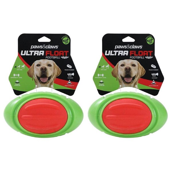 2x Paws & Claws Pet/Dog 17.3cm Ultra Float TPR Ball w/ Squeaker Interactive Toy