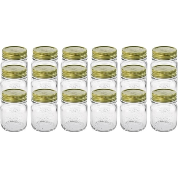 18PK Lemon & Lime Roma 200ml/8cm Glass Conserve Jar Container w/ Gold Lid Clear