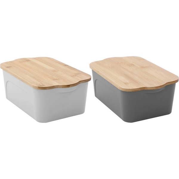 2x Boxsweden 28cm/3.3L Reno Storage Container Box Organiser w/ Bamboo Lid Asst