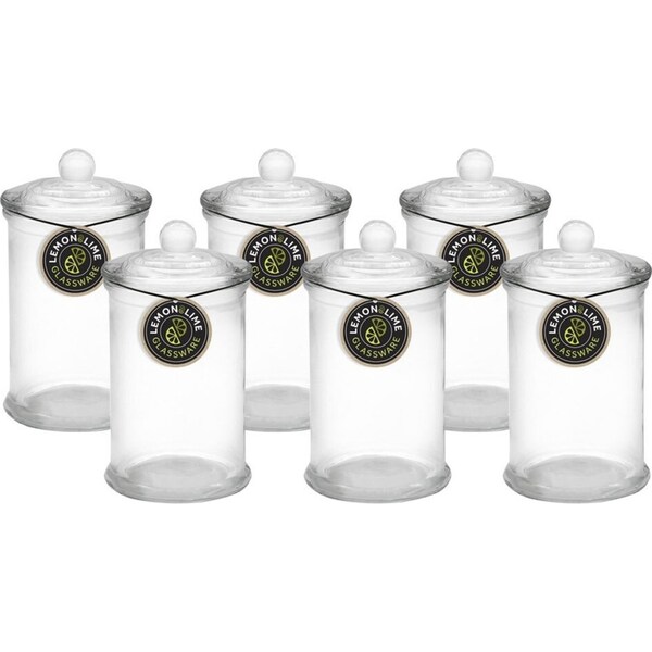 6x Lemon & Lime Multipurpose 370ml/14.5cm Glass Jar Container w/ Suction Lid CLR