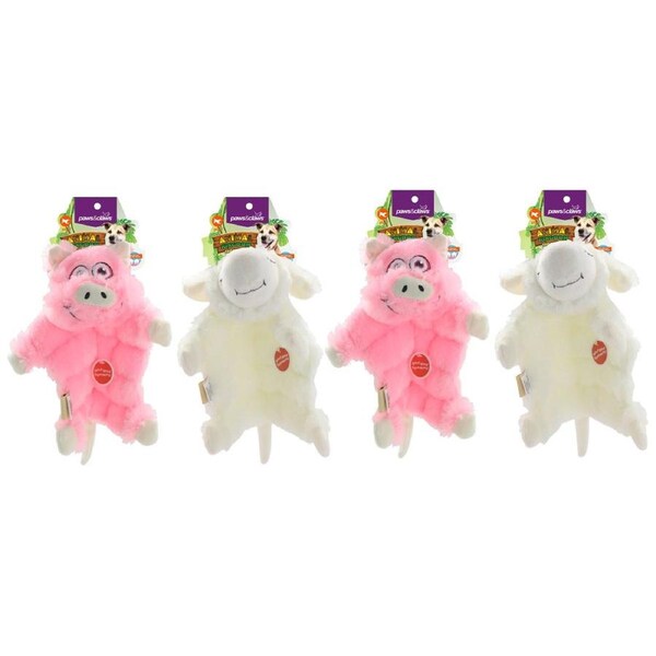 2x Paws & Claws Pet Dog 32cm Animal Kingdom Squeaky Blanky Toy w/ Squeaker Asst