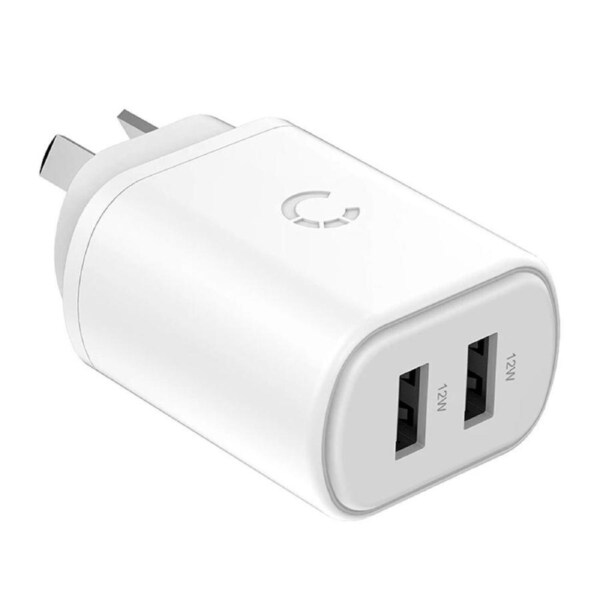 Cygnett PowerPlus 12W USB-A Dual Wall Charger/Adaptor Phone/Air Pods/Tablet WHT