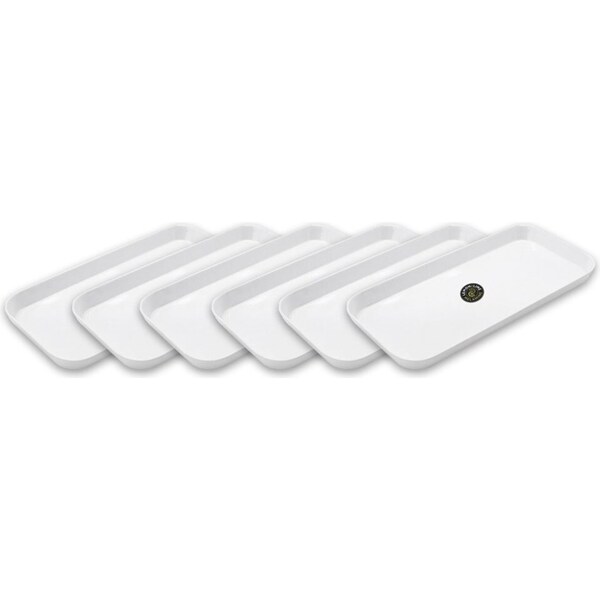 6x Lemon & Lime 28cm Rectangular Melamine Sandwich Serving Tray/Food Platter WHT