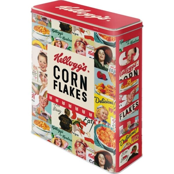 Nostalgic Art 4L/26cm Tin Box XL Kellogg's Corn Flakes Collage Container Red