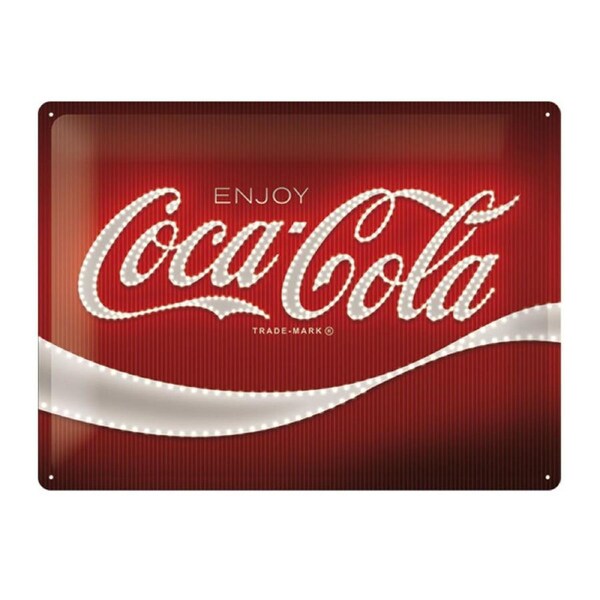 Nostalgic Art 30cm Large Sign Coca Cola Logo Red Lights for Home/Office/Cafe