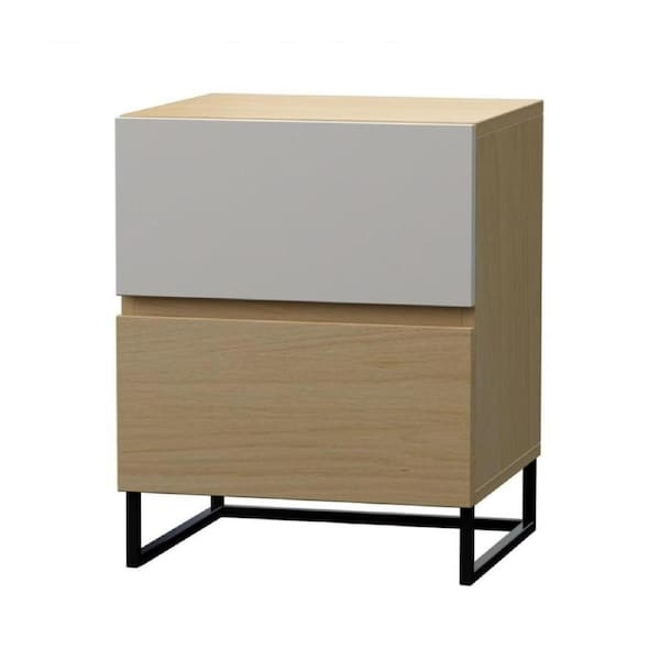 Monroe Bedside Unit Side Table Nightstand 2 Drawers and White