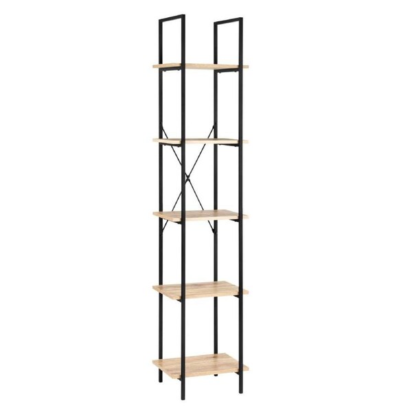 Hadley Bookshelf Display Shelf 40cmW 5 Tier Industrial Black and Oak