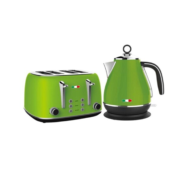 Vintage Electric Kettle and Toaster Set Combo Lime Green Stainless Steel