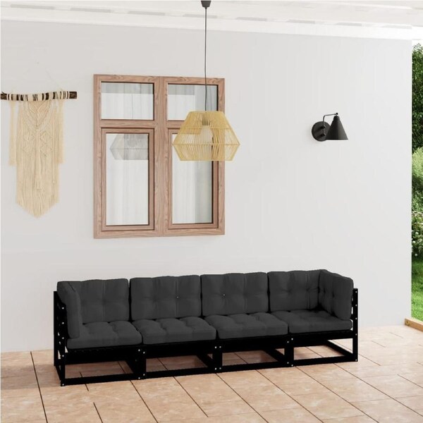 4-Seater Garden Sofa with Cushions Solid Pinewood vidaXL