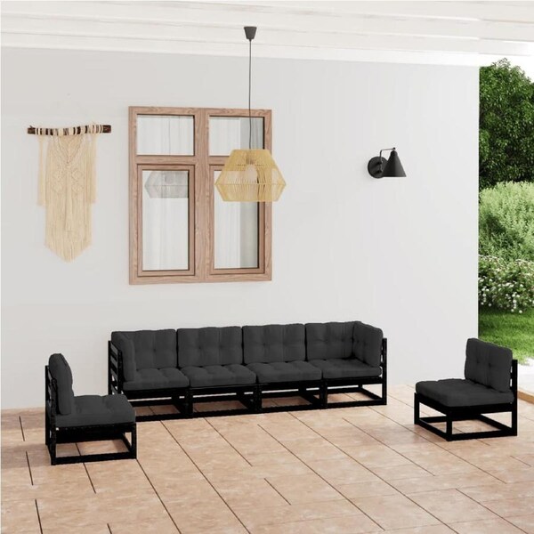 6 Piece Garden Lounge Set with Cushions Solid Pinewood vidaXL