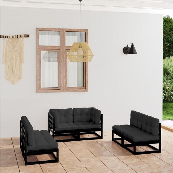 6 Piece Garden Lounge Set with Cushions Solid Pinewood vidaXL