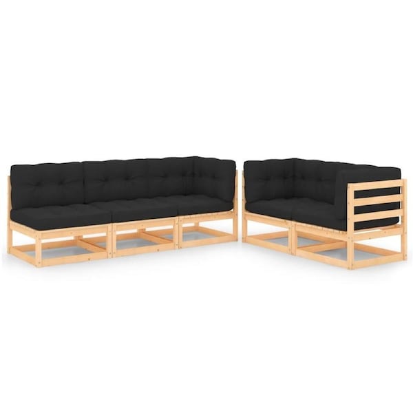 5 Piece Garden Lounge Set with Cushions Solid Pinewood vidaXL