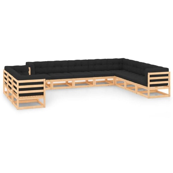 11 Piece Garden Lounge Set with Anthracite Cushions Pinewood vidaXL