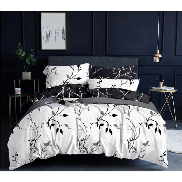 White Tree Reversible Bedding Accessory Pillowcases - Pair of Matching European Pillowcases
