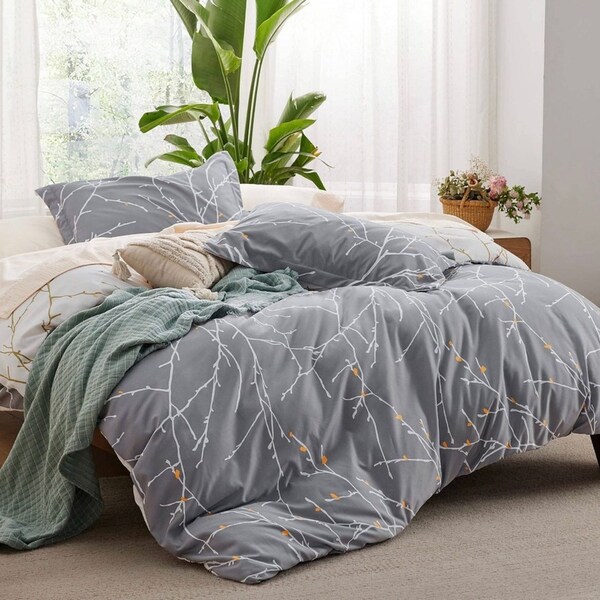 Grey Tree Reversible Bedding Accessory Pillowcases - Pair of Matching European Pillowcases