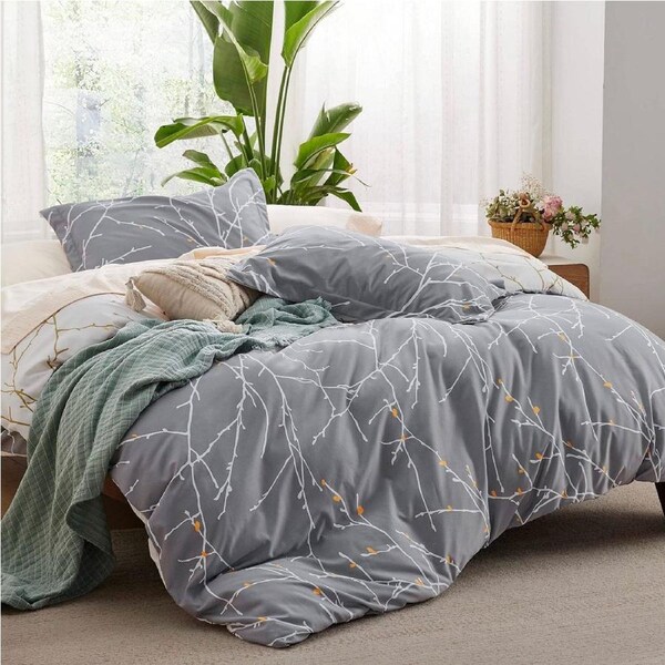 Grey Tree Reversible Bedding Accessory Pillowcases - Pair of Matching Standard Pillowcases