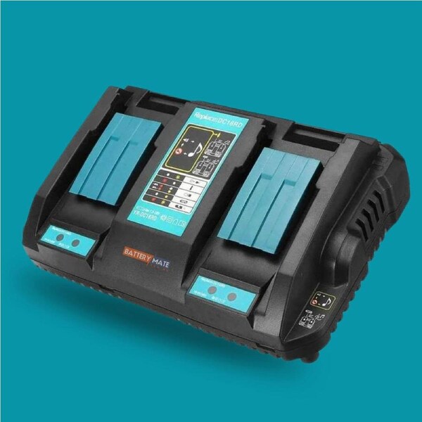 Makita 18V DC18RD Compatible Rapid Charger - Dual Port Lithium-Ion Battery Charger