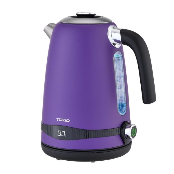 TODO 1.7L Stainless Steel Cordless Kettle Keep Warm Electric Led Water Jug - Purple