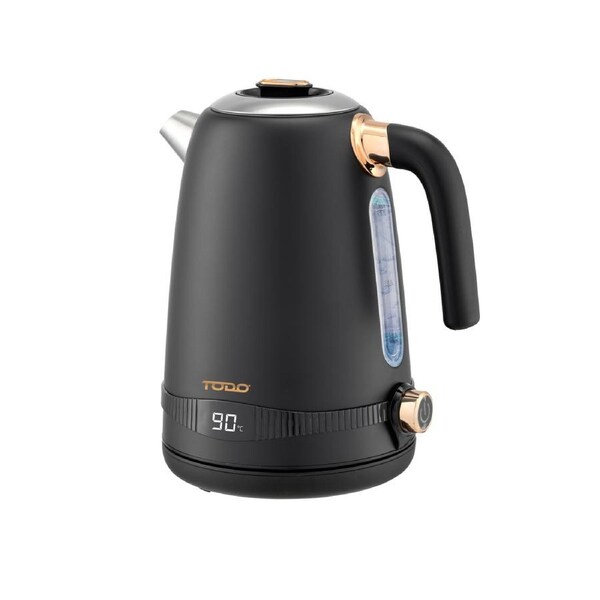 TODO 1.7L Stainless Steel Cordless Kettle Keep Warm Electric Led Water Jug - Black