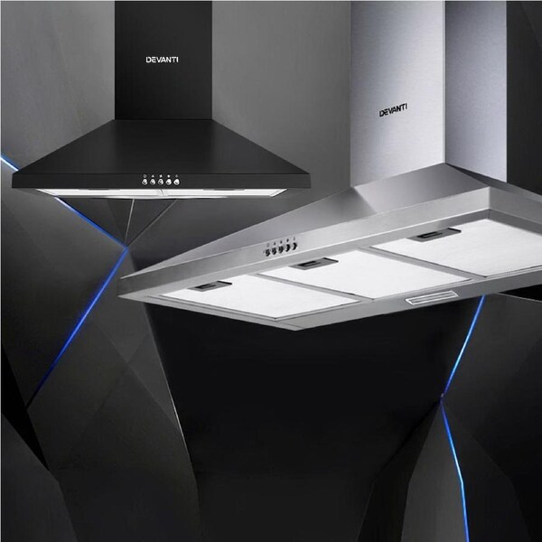Devanti 900mm 600mm Range Hood Rangehood Kitchen Canopy 90cm 60cm 600mm / Black